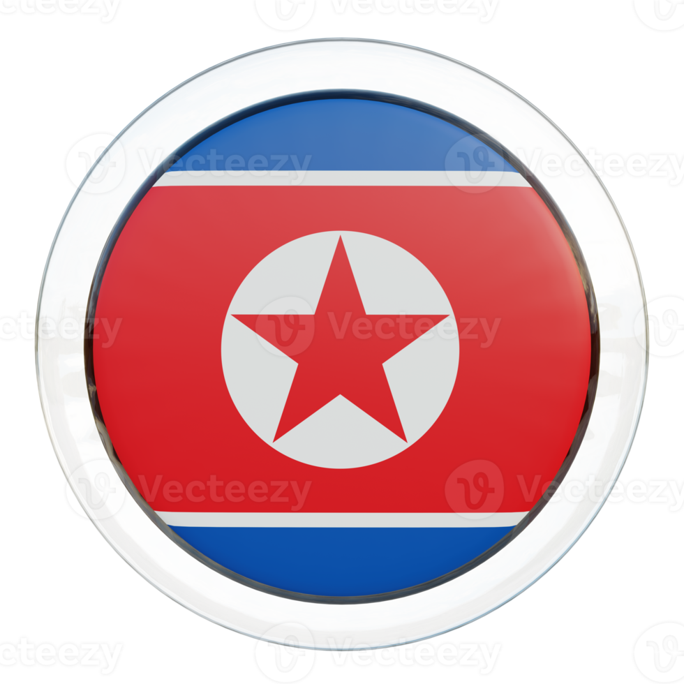 North Korea 3d textured glossy circle flag png