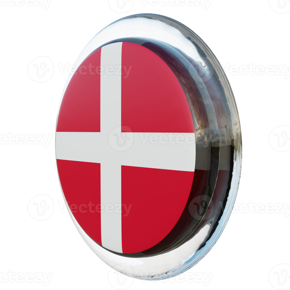 dinamarca vista direita bandeira de círculo brilhante texturizado 3d png