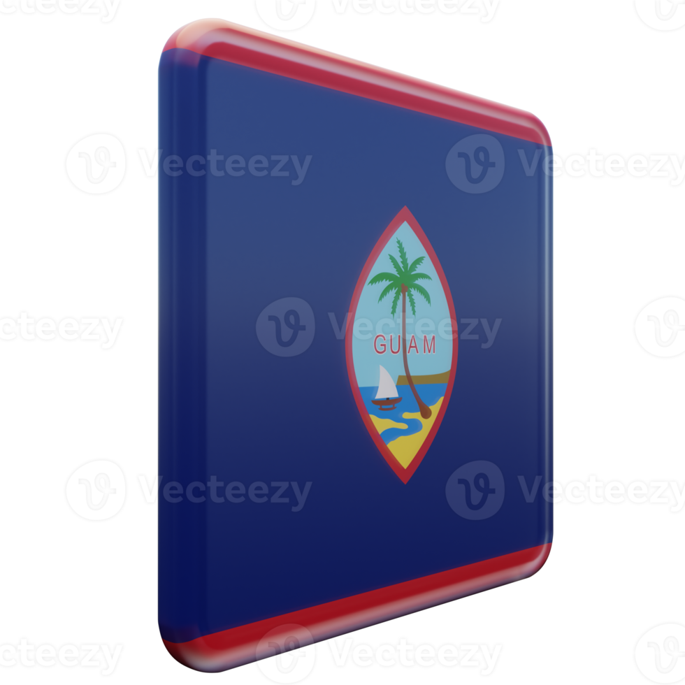 Guam Left View 3d textured glossy square flag png
