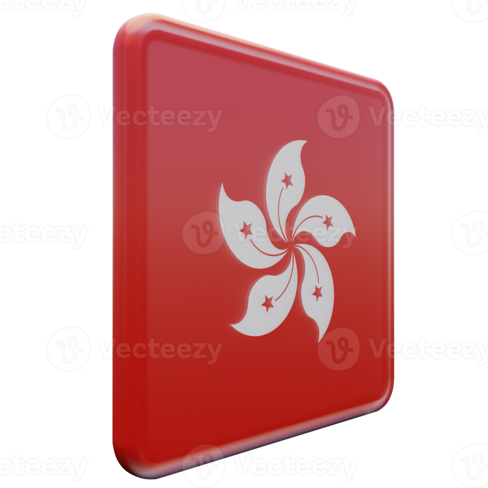 Hong Kong Left View 3d textured glossy square flag png