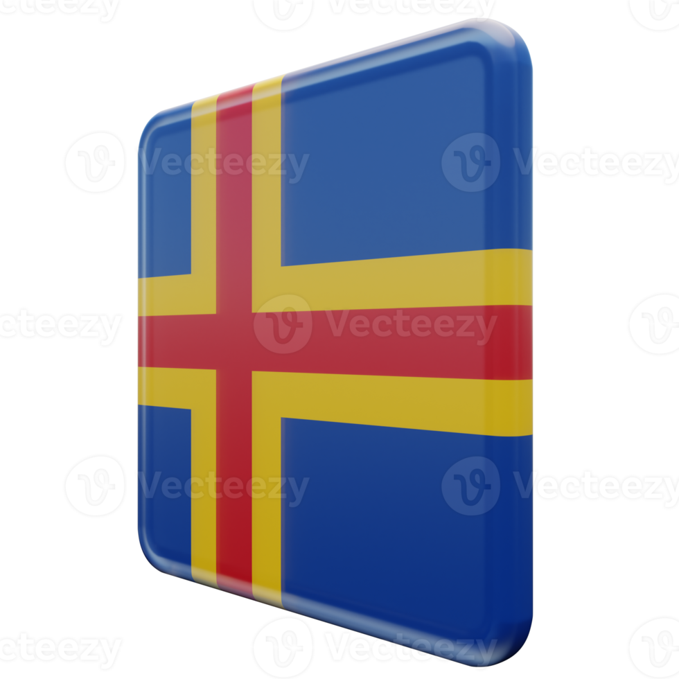 Aland Right View 3d textured glossy square flag png