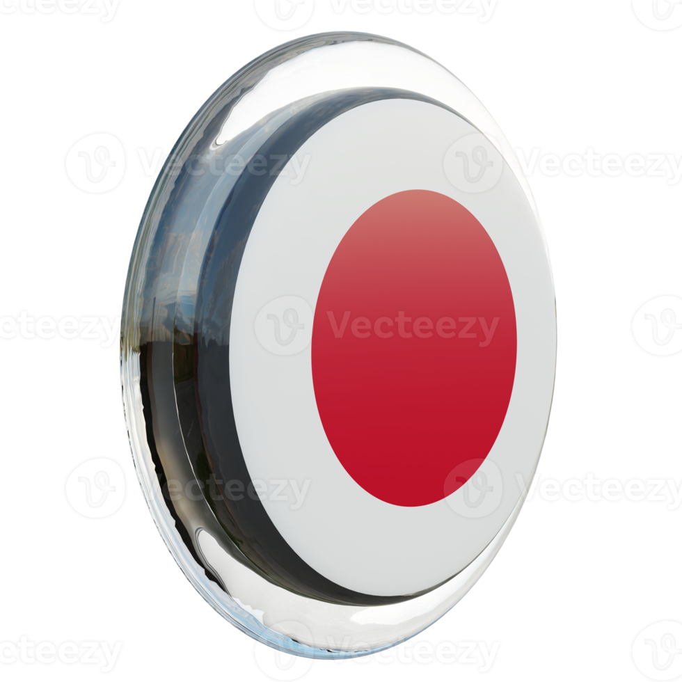 Japan Left View 3d textured glossy circle flag png
