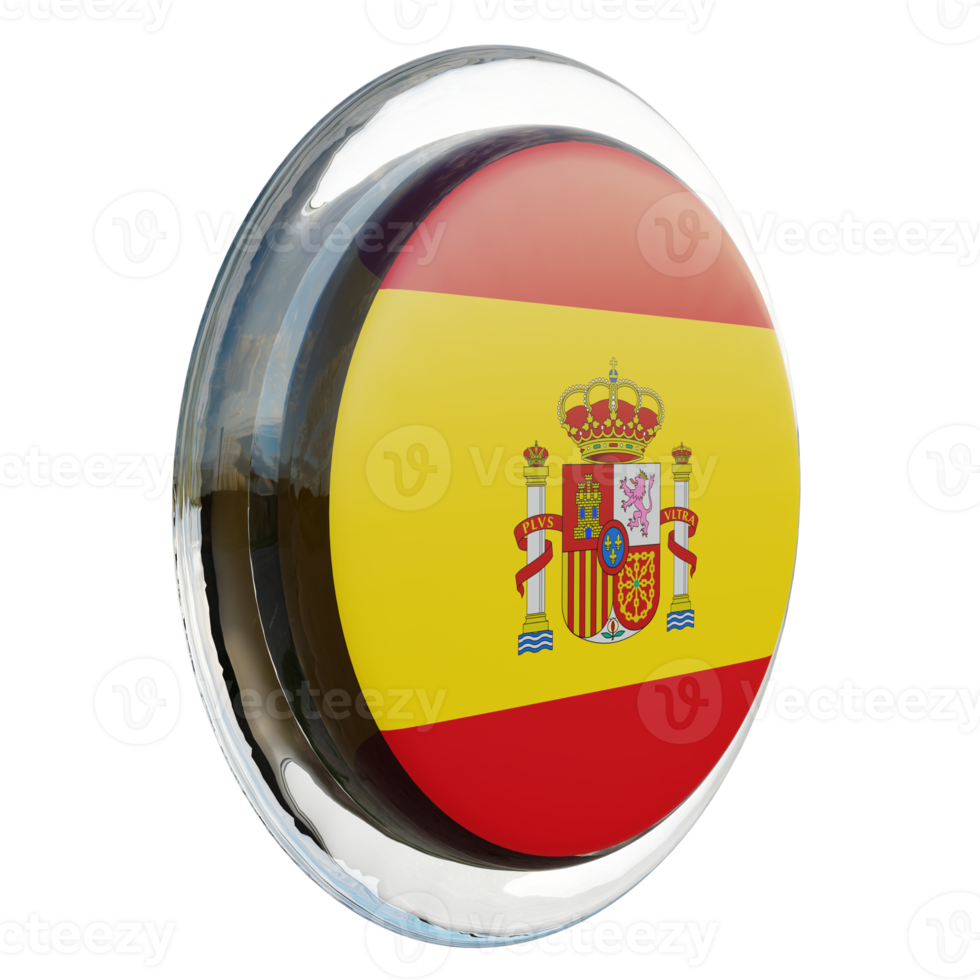 Spain Left View 3d textured glossy circle flag png