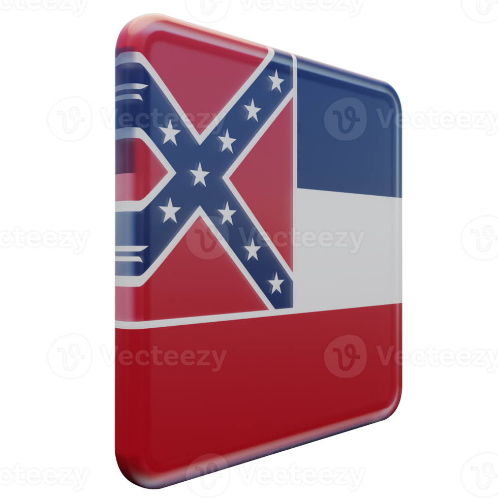 Mississippi Left View 3d textured glossy square flag png