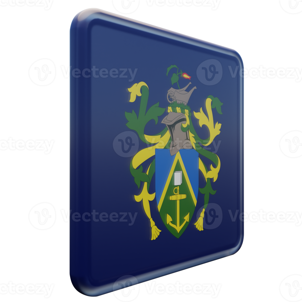 Pitcairn Islands Left View 3d textured glossy square flag png