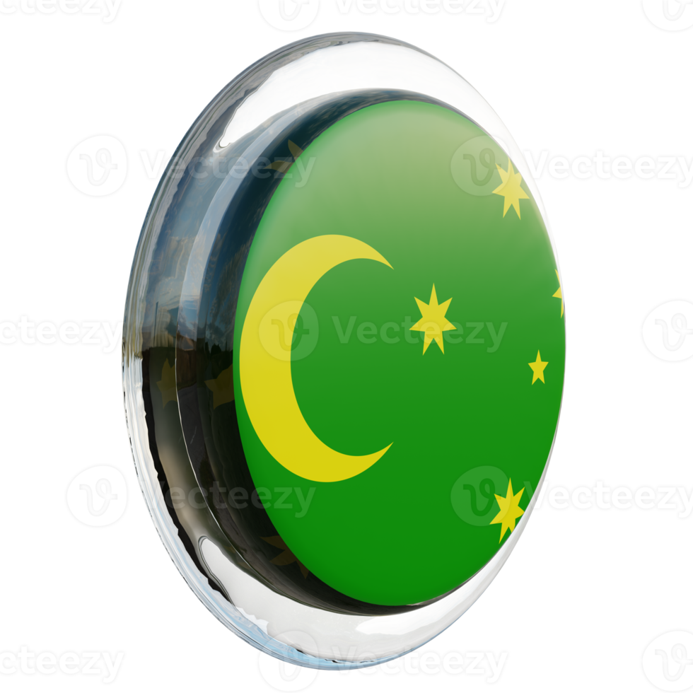 Cocos Keeling Islands Left View 3d textured glossy circle flag png