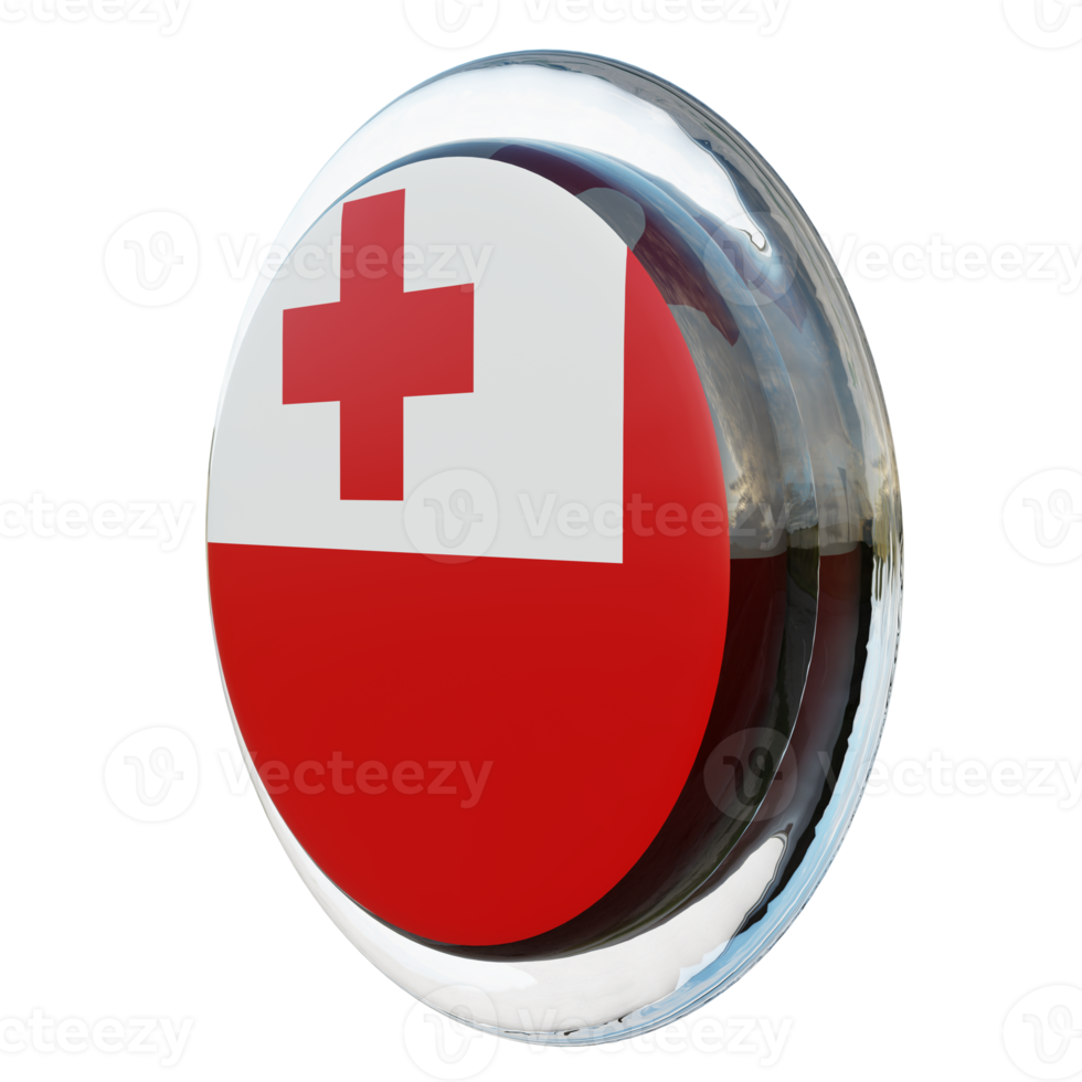 Tonga Right View 3d textured glossy circle flag png