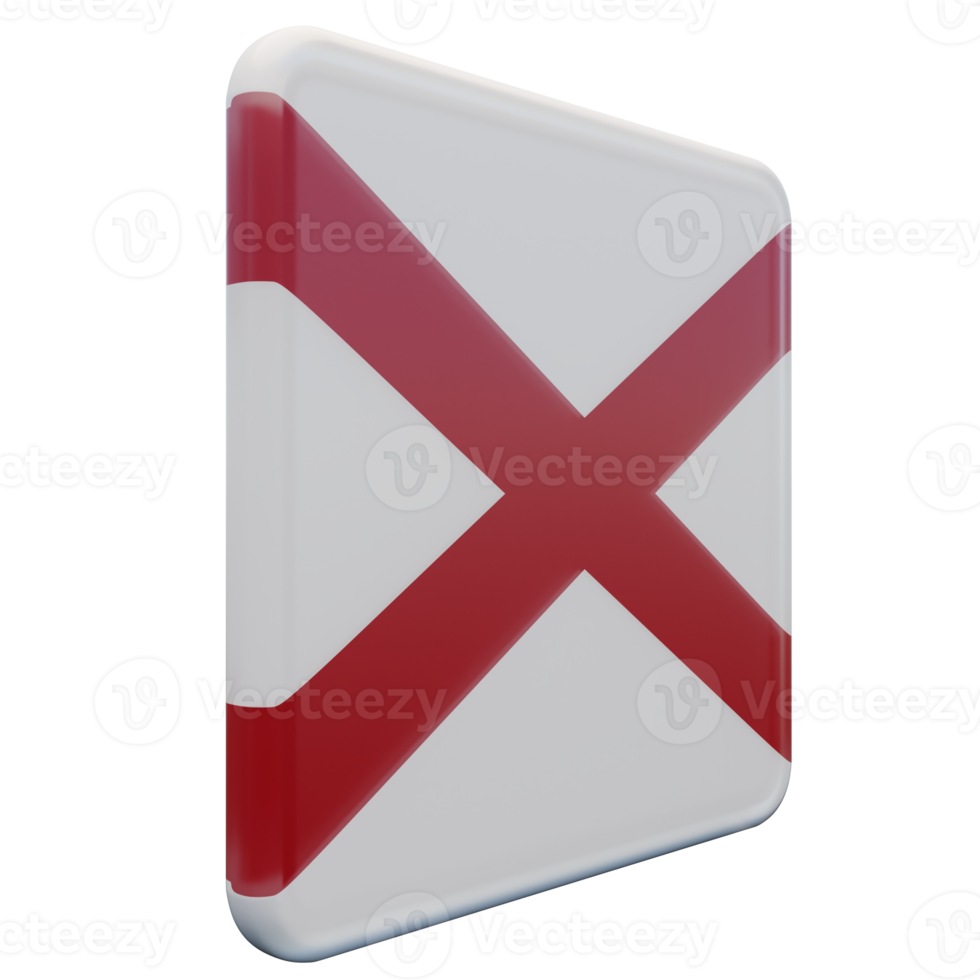 Alabama Left View 3d textured glossy square flag png