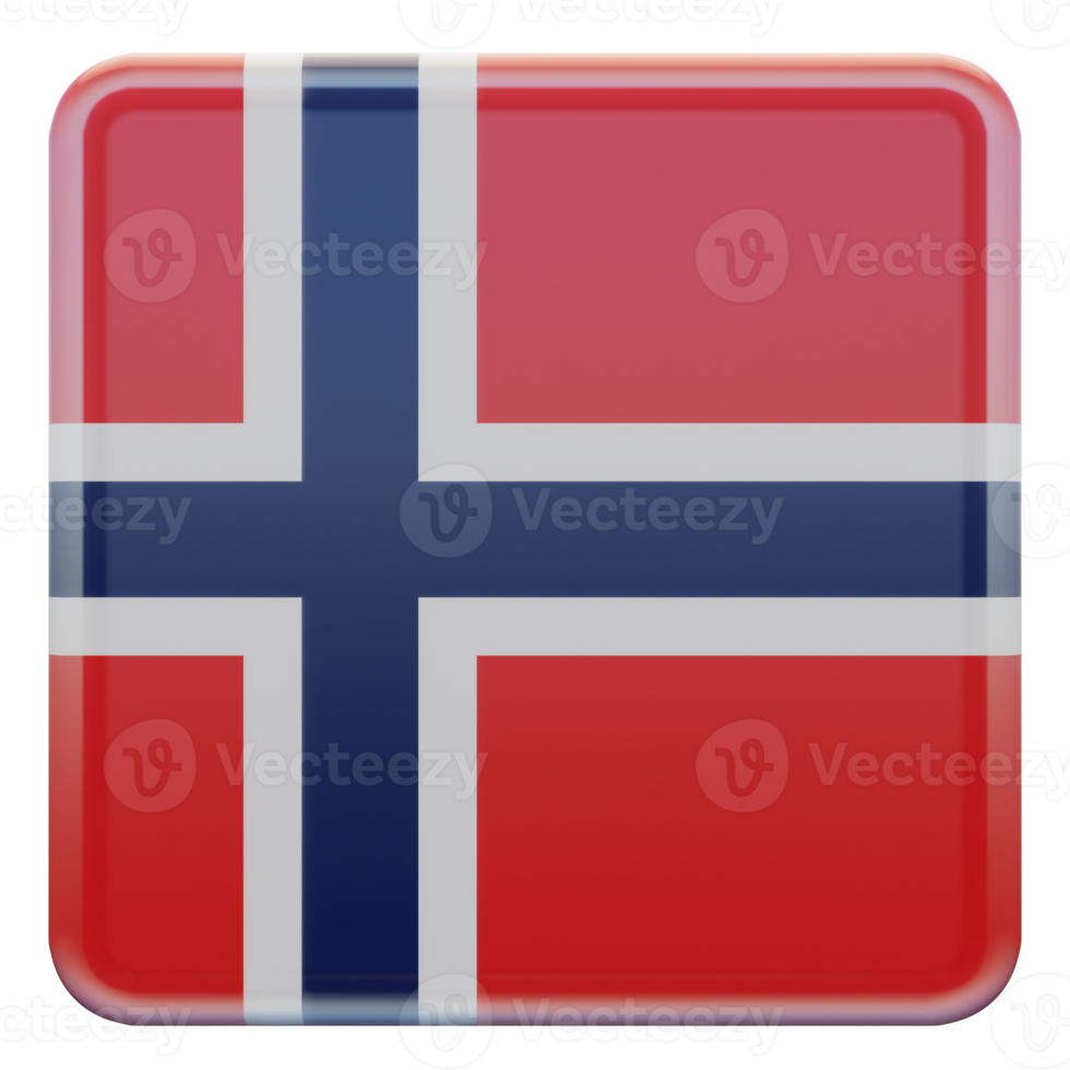 bandeira quadrada brilhante texturizada noruega 3d png