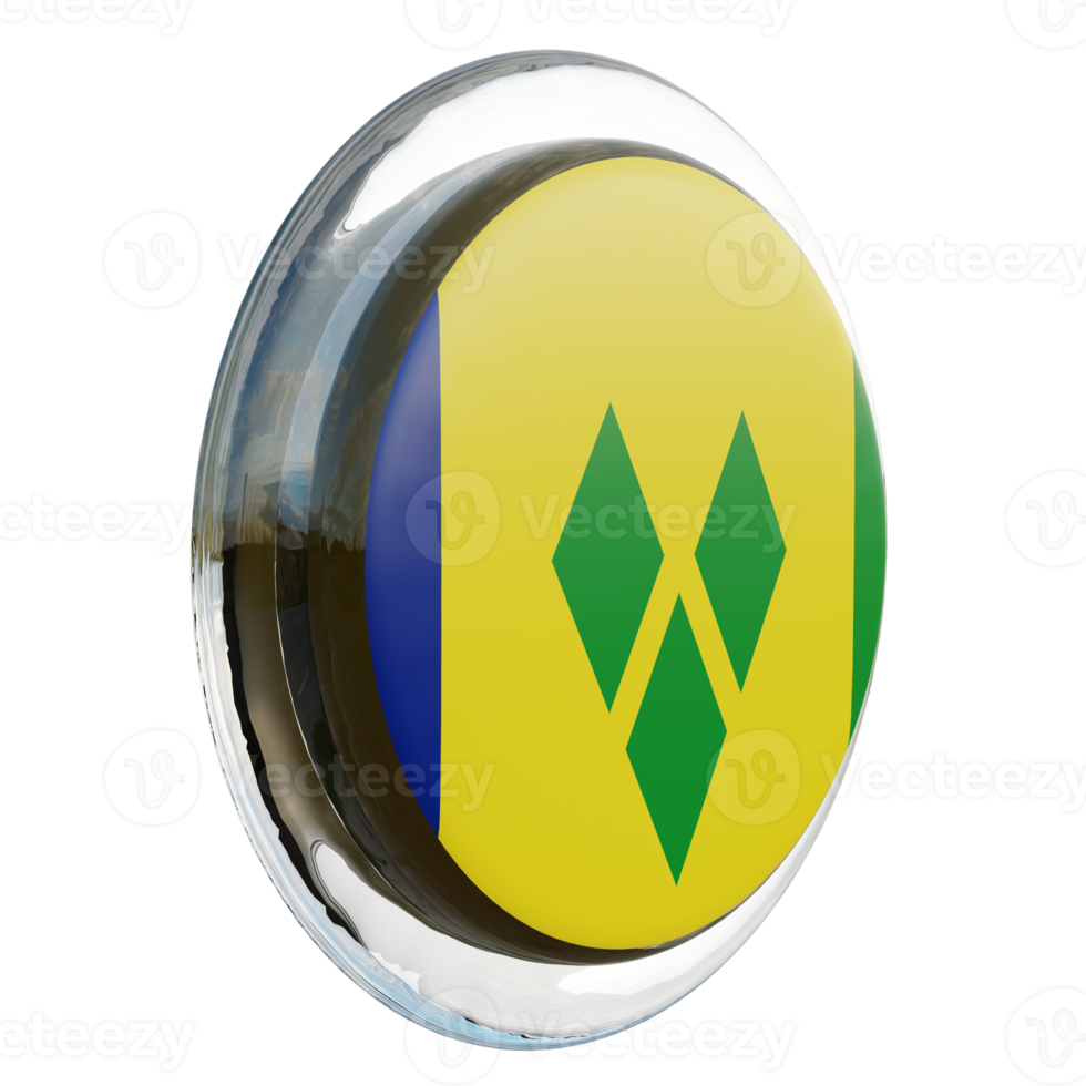 Saint Vincent and the Grenadines Left View 3d textured glossy circle flag png