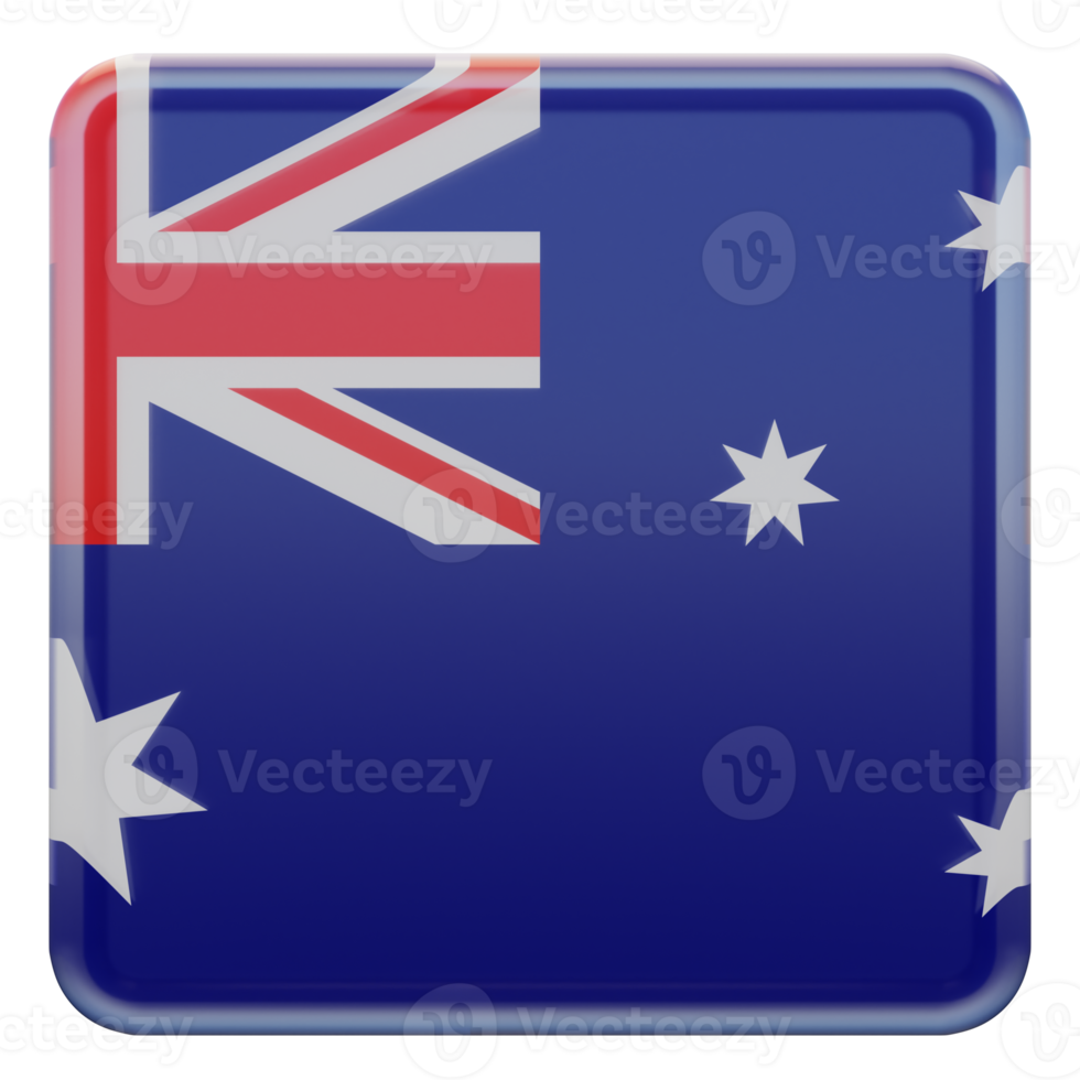 Australia 3d textured glossy square flag png