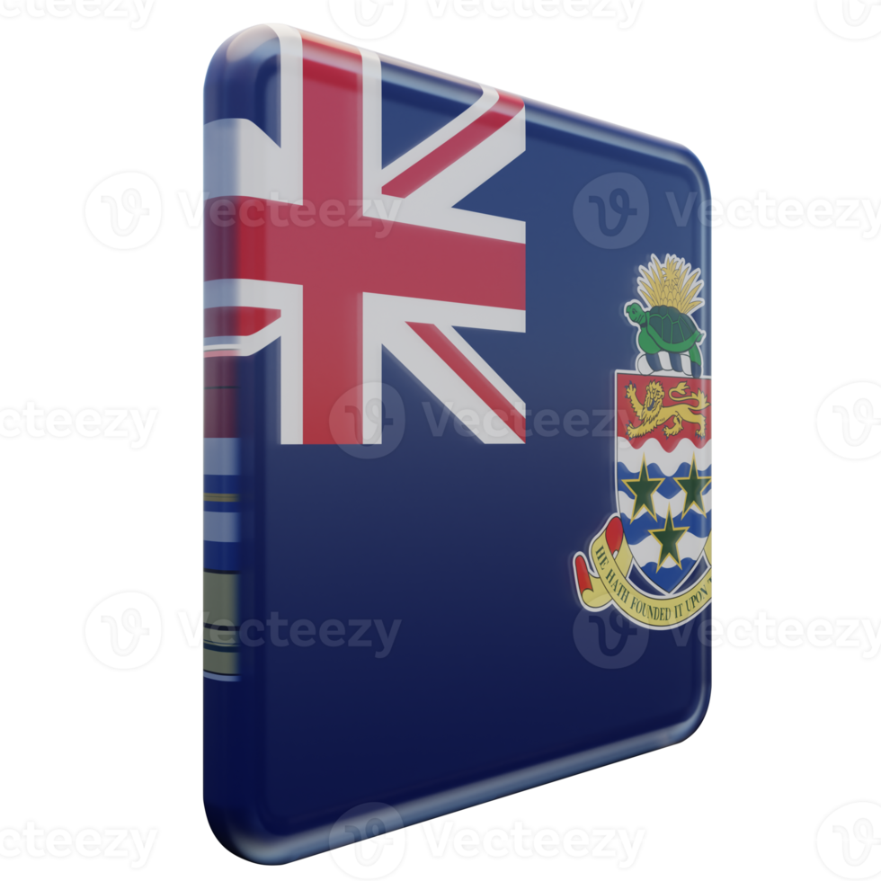 Cayman Islands Left View 3d textured glossy square flag png