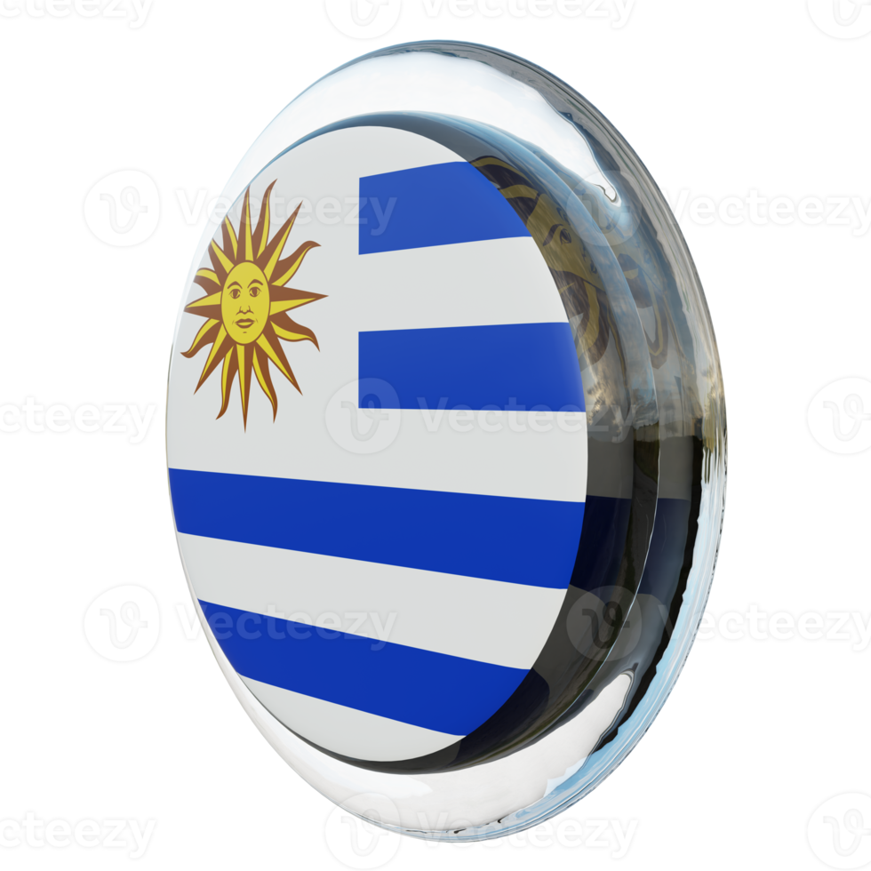 Uruguay Right View 3d textured glossy circle flag png