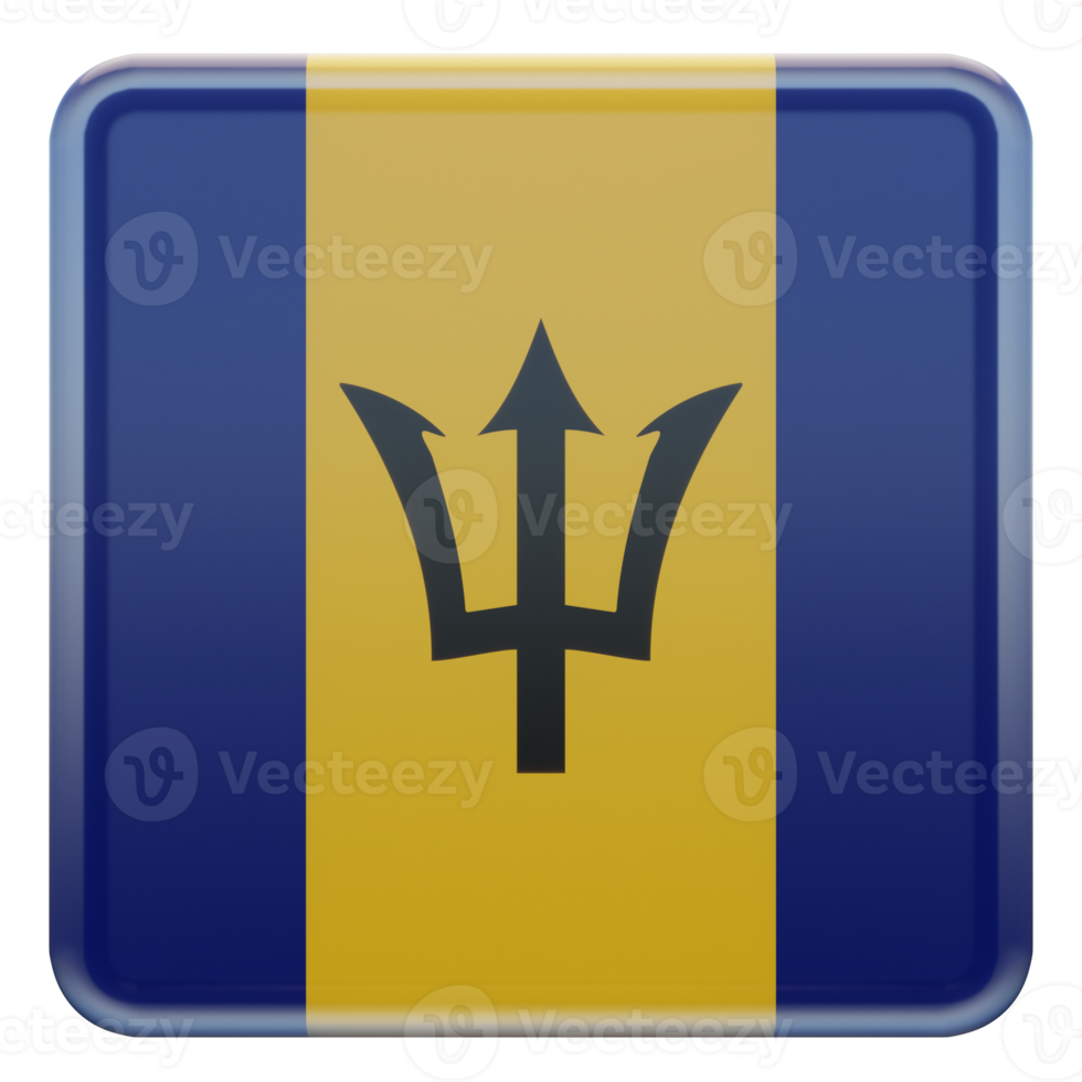 Barbados 3d textured glossy square flag png