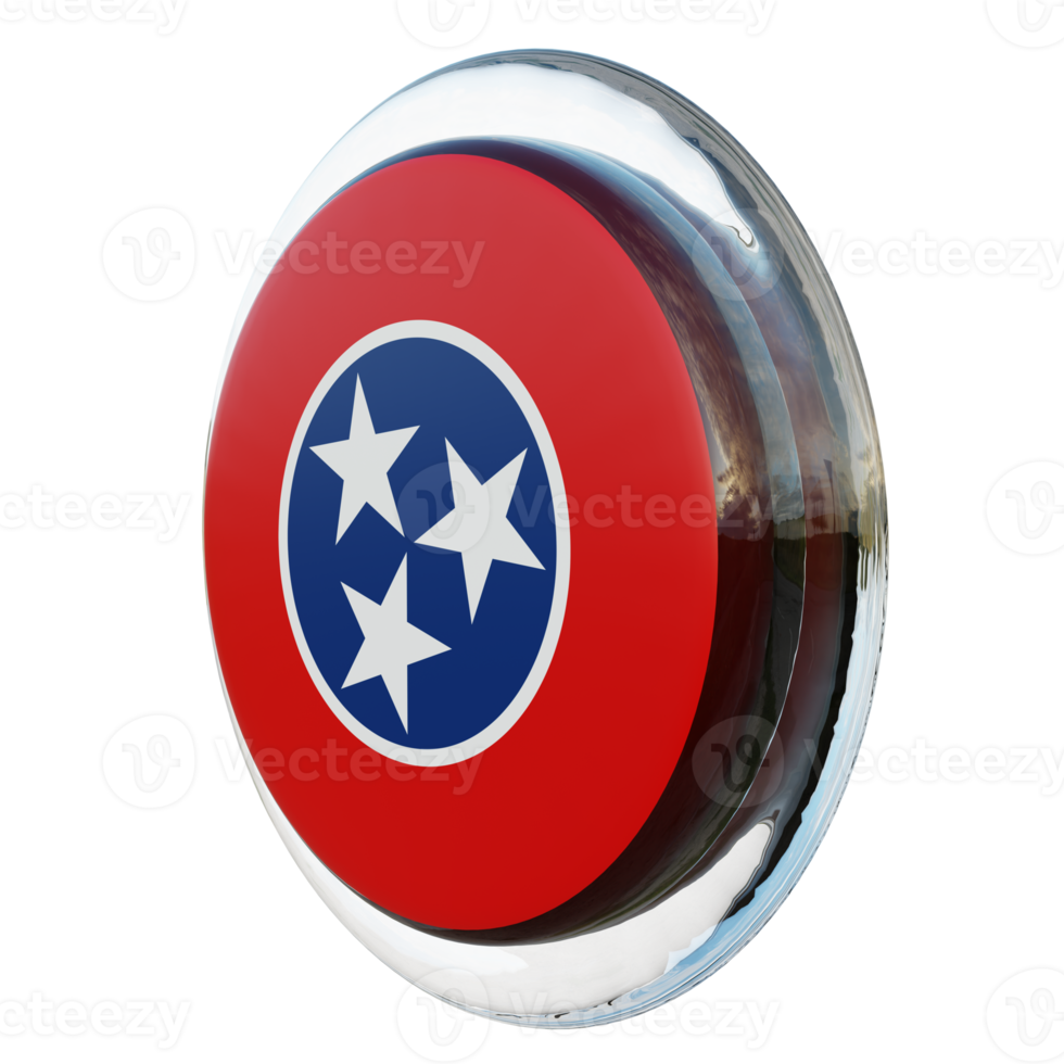 Tennessee vista direita bandeira de círculo brilhante texturizado 3d png