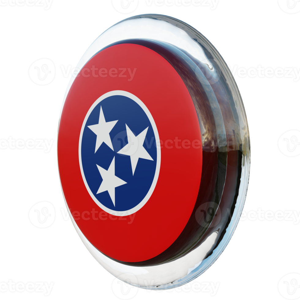 tennessee vue de droite drapeau de cercle brillant texturé 3d png