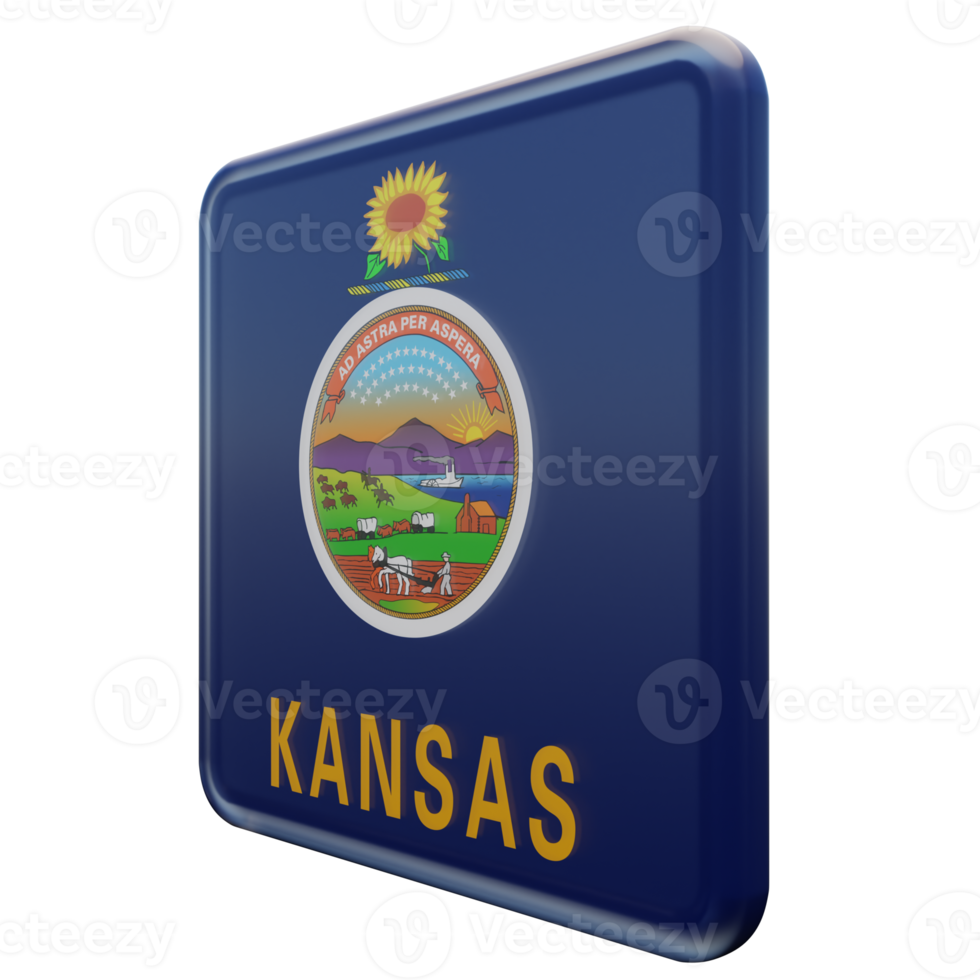 kansas rätt se 3d texturerad glansig fyrkant flagga png