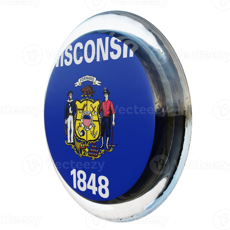 Wisconsin Right View 3d textured glossy circle flag png