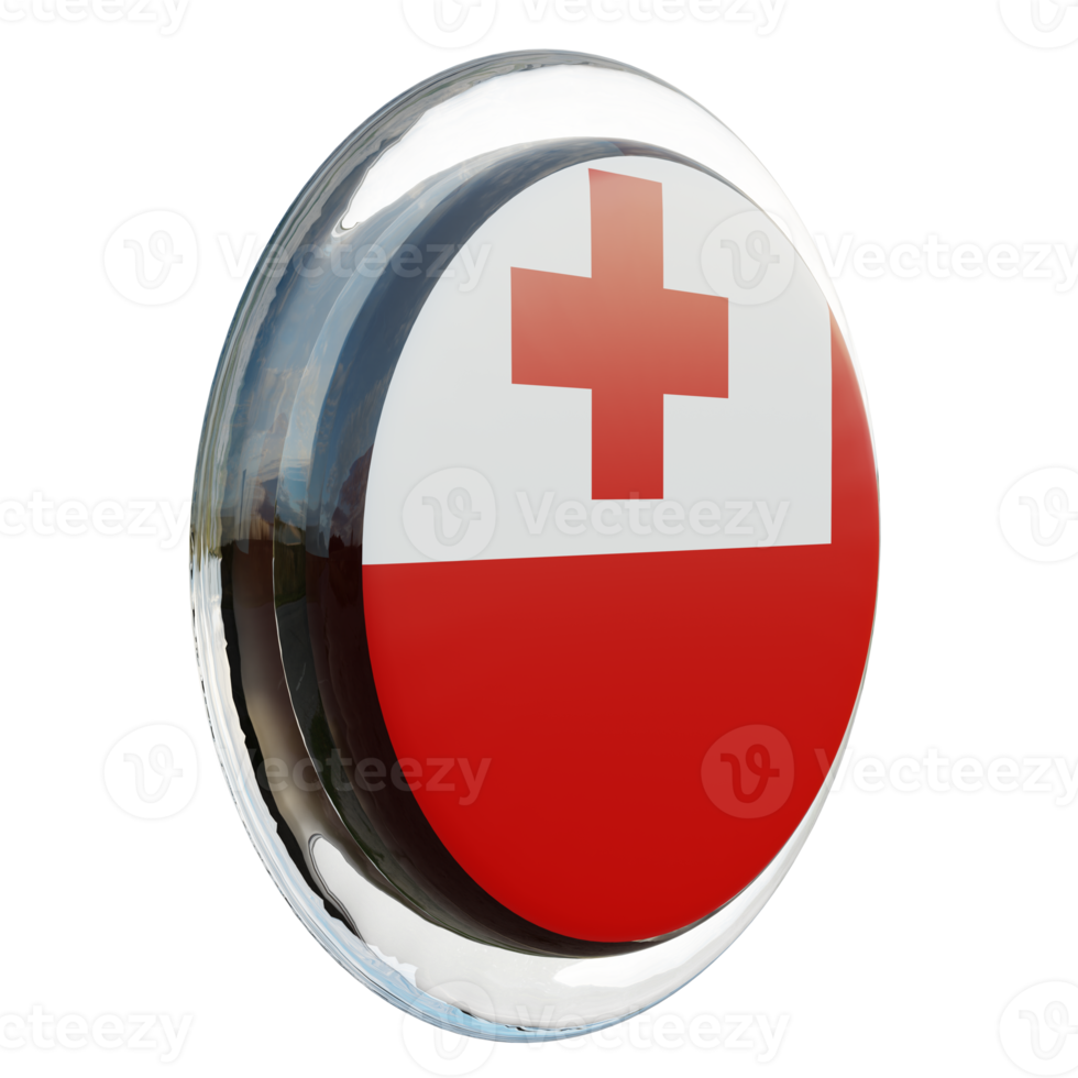 Tonga Left View 3d textured glossy circle flag png