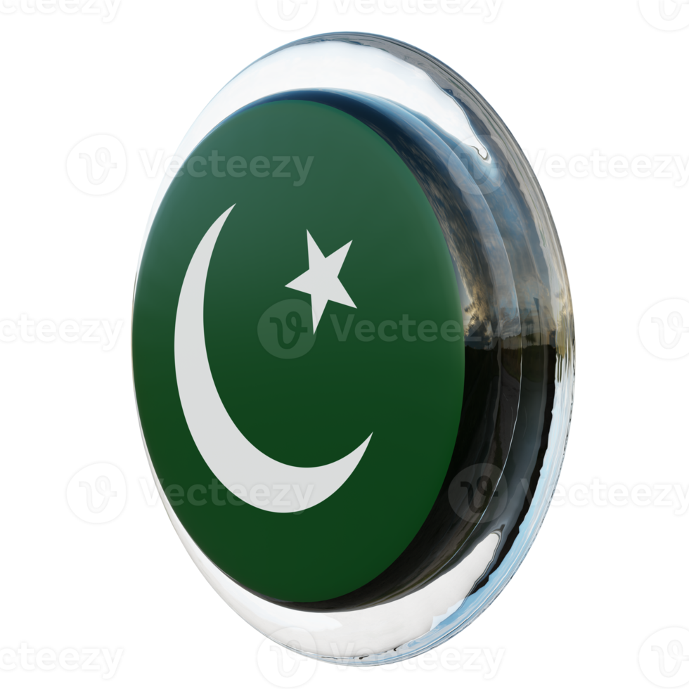 Pakistan Right View 3d textured glossy circle flag png