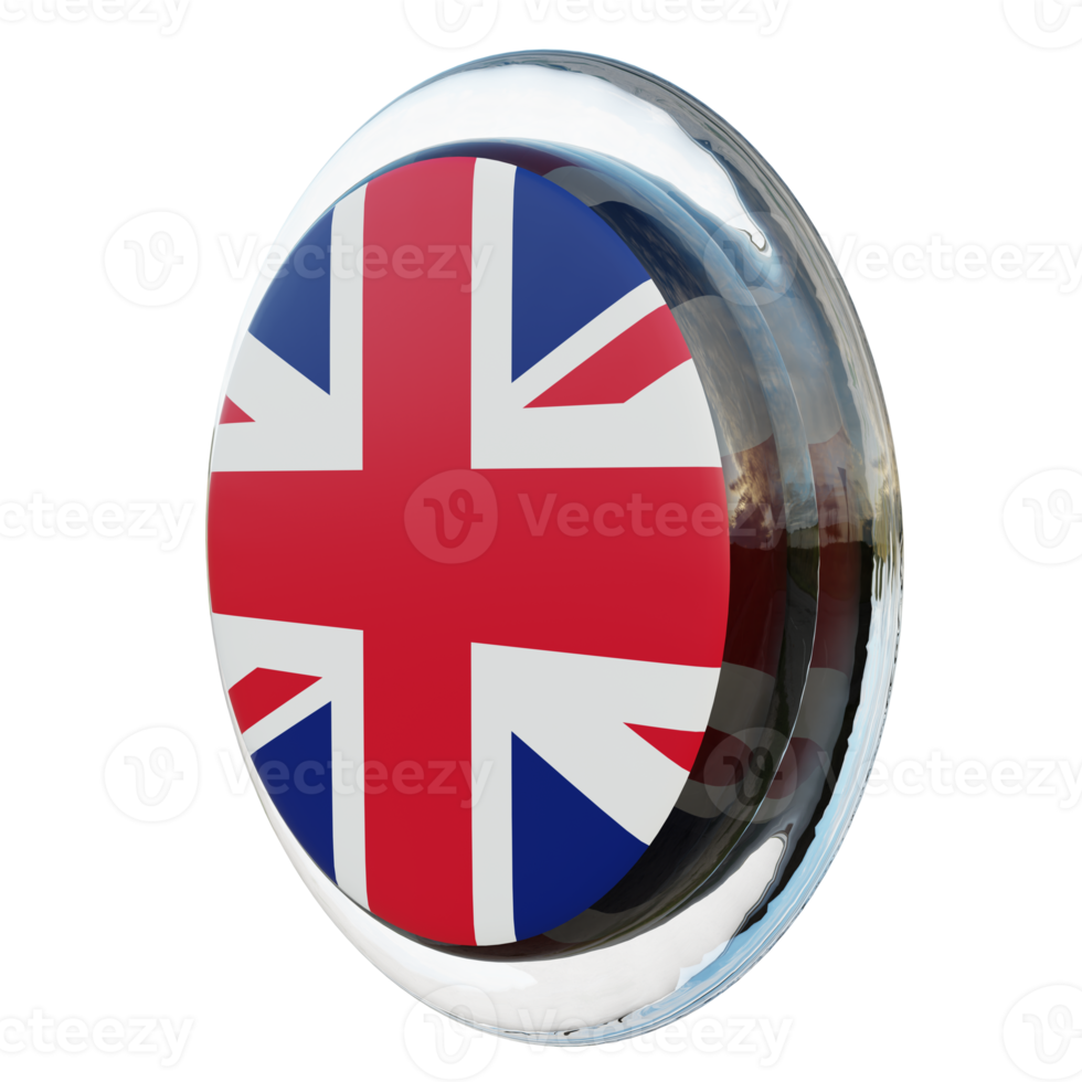 United Kingdom Right View 3d textured glossy circle flag png