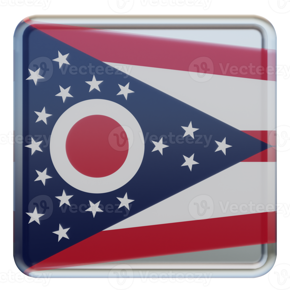 Ohio 3D strukturierte glänzende quadratische Flagge png