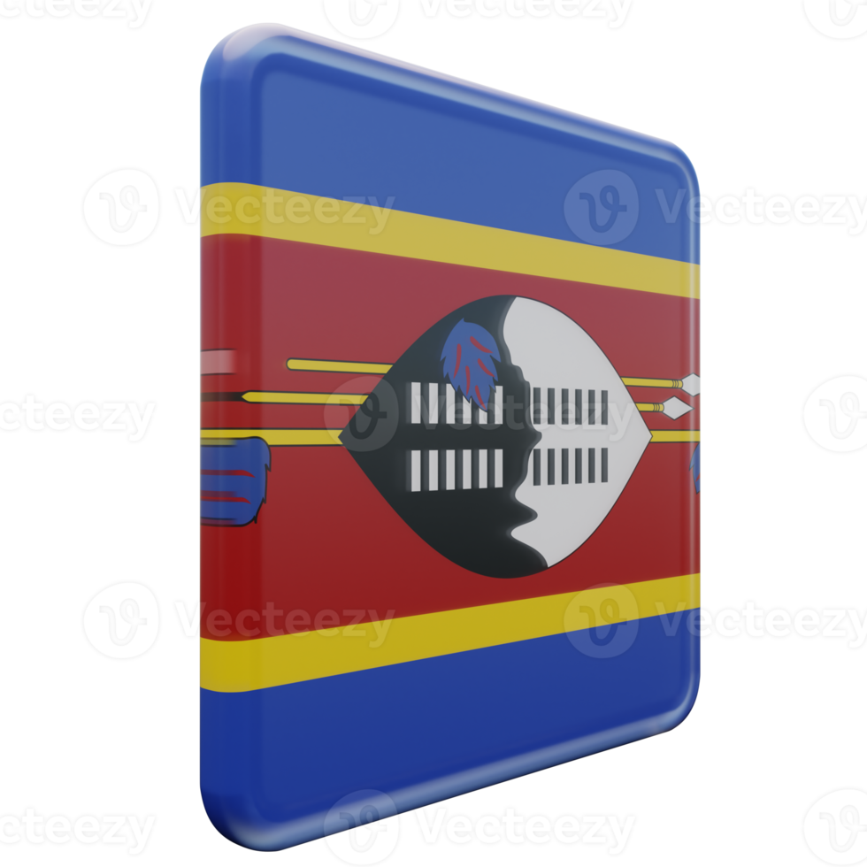 Eswatini Left View 3d textured glossy square flag png