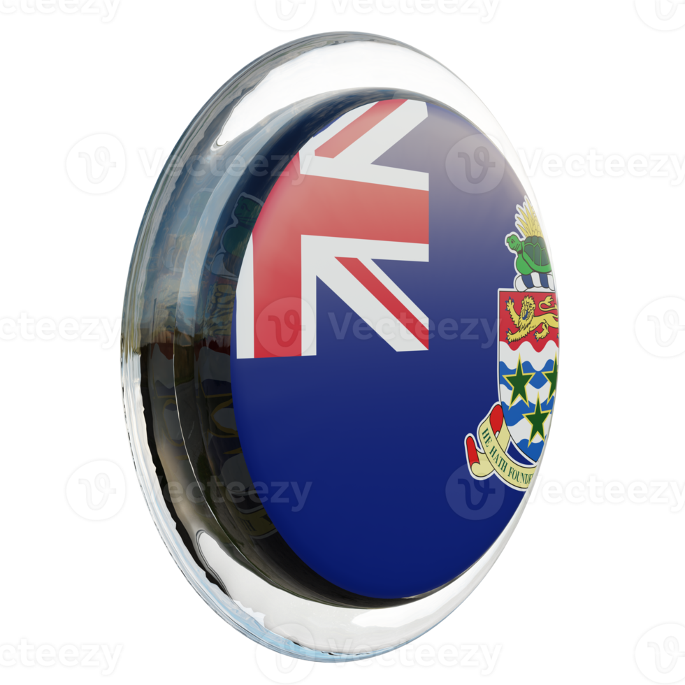 Cayman Islands Left View 3d textured glossy circle flag png