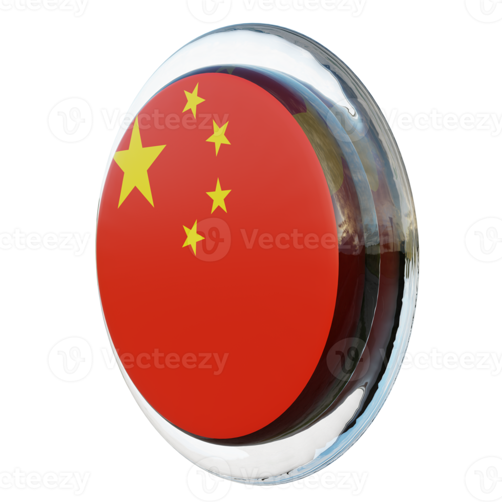 Peoples Republic of China Right View 3d textured glossy circle flag png