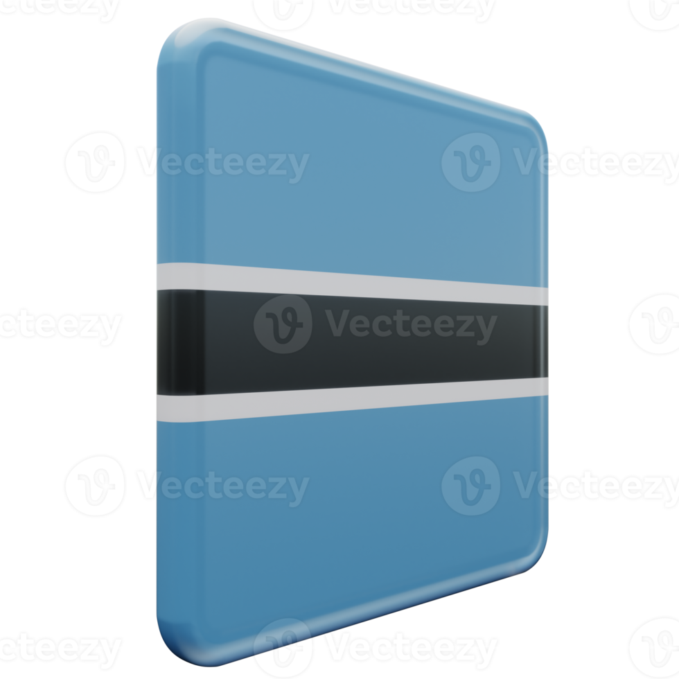 Botswana Left View 3d textured glossy square flag png