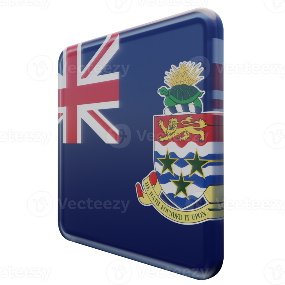 Cayman Islands Right View 3d textured glossy square flag png