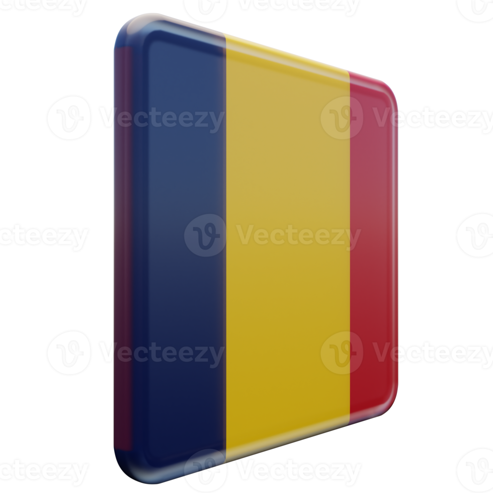 Chad Left View 3d textured glossy square flag png