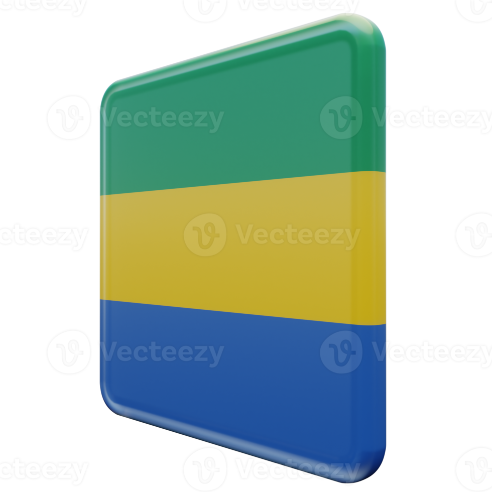 Gabon Right View 3d textured glossy square flag png
