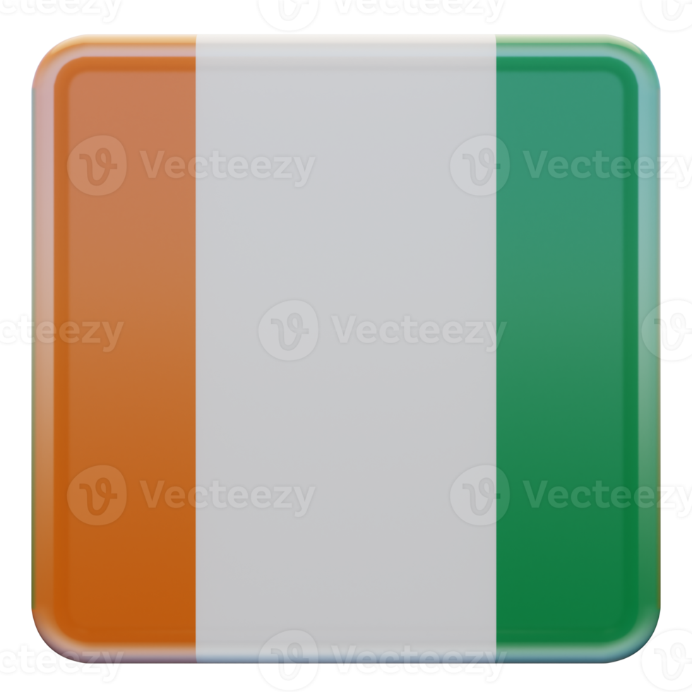 Ivory Coast 3d textured glossy square flag png