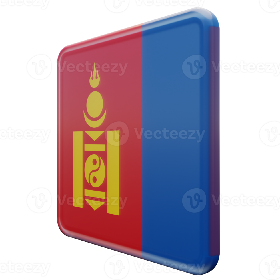 Mongolia Right View 3d textured glossy square flag png