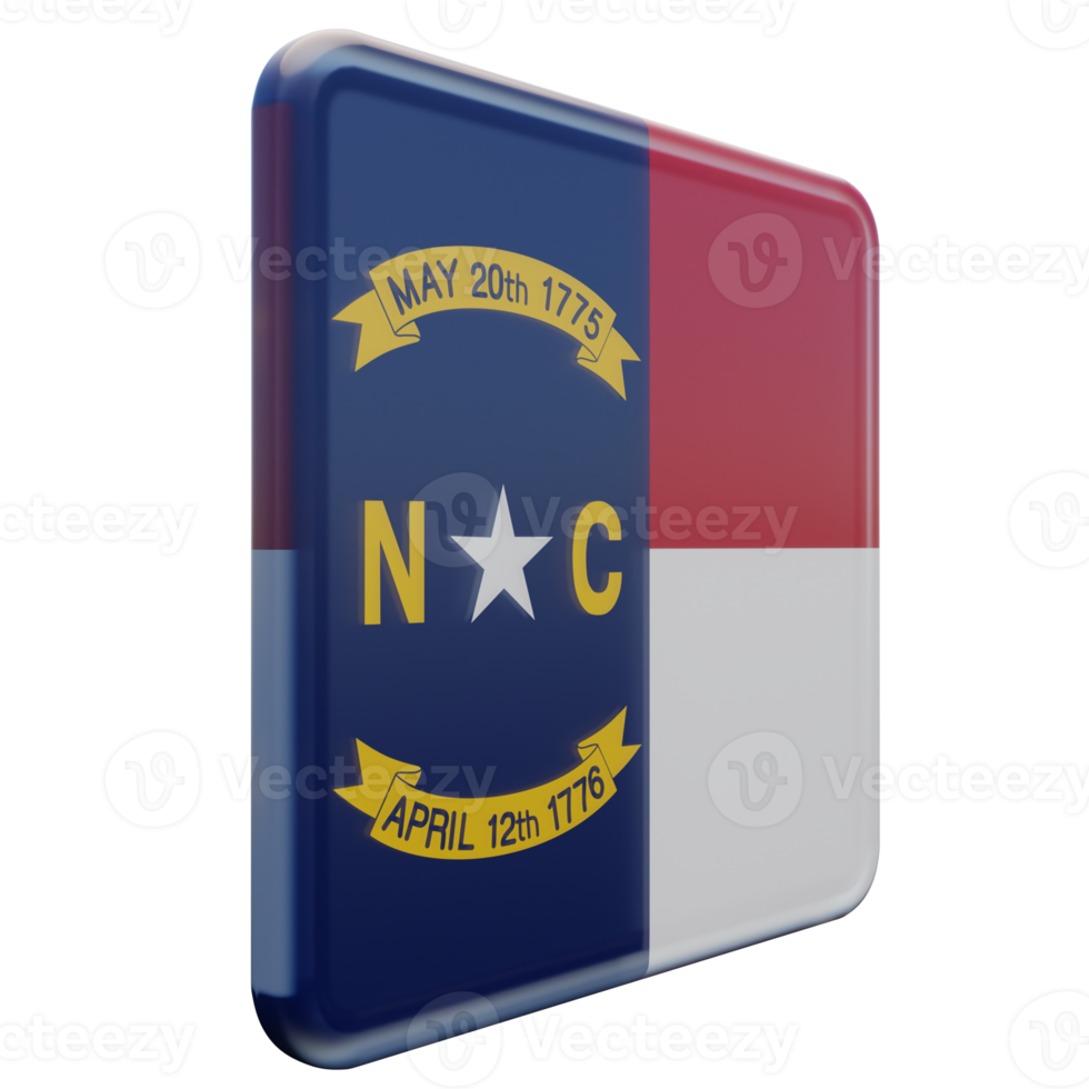 North Carolina Left View 3d textured glossy square flag png
