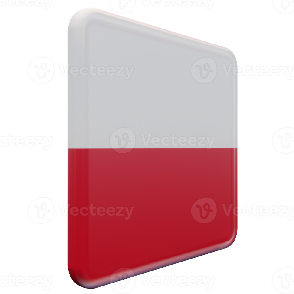 Poland Left View 3d textured glossy square flag png