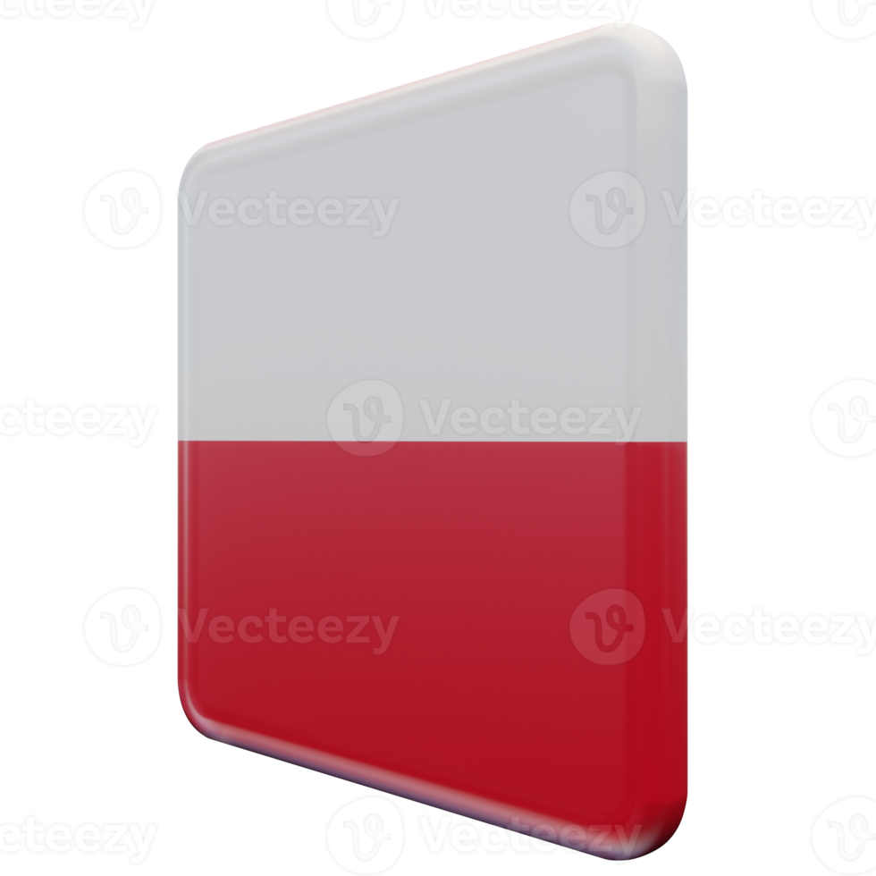 Poland Right View 3d textured glossy square flag png