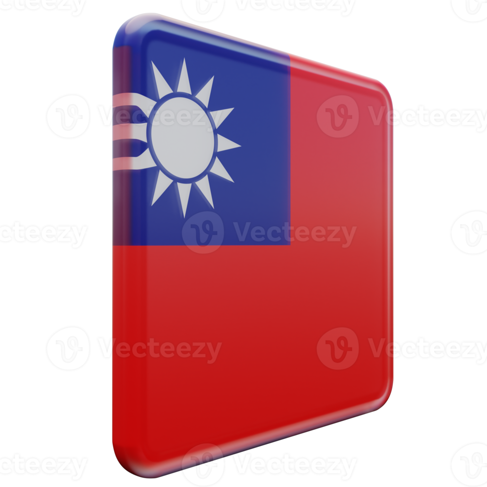 Taiwan Republic of China Left View 3d textured glossy square flag png