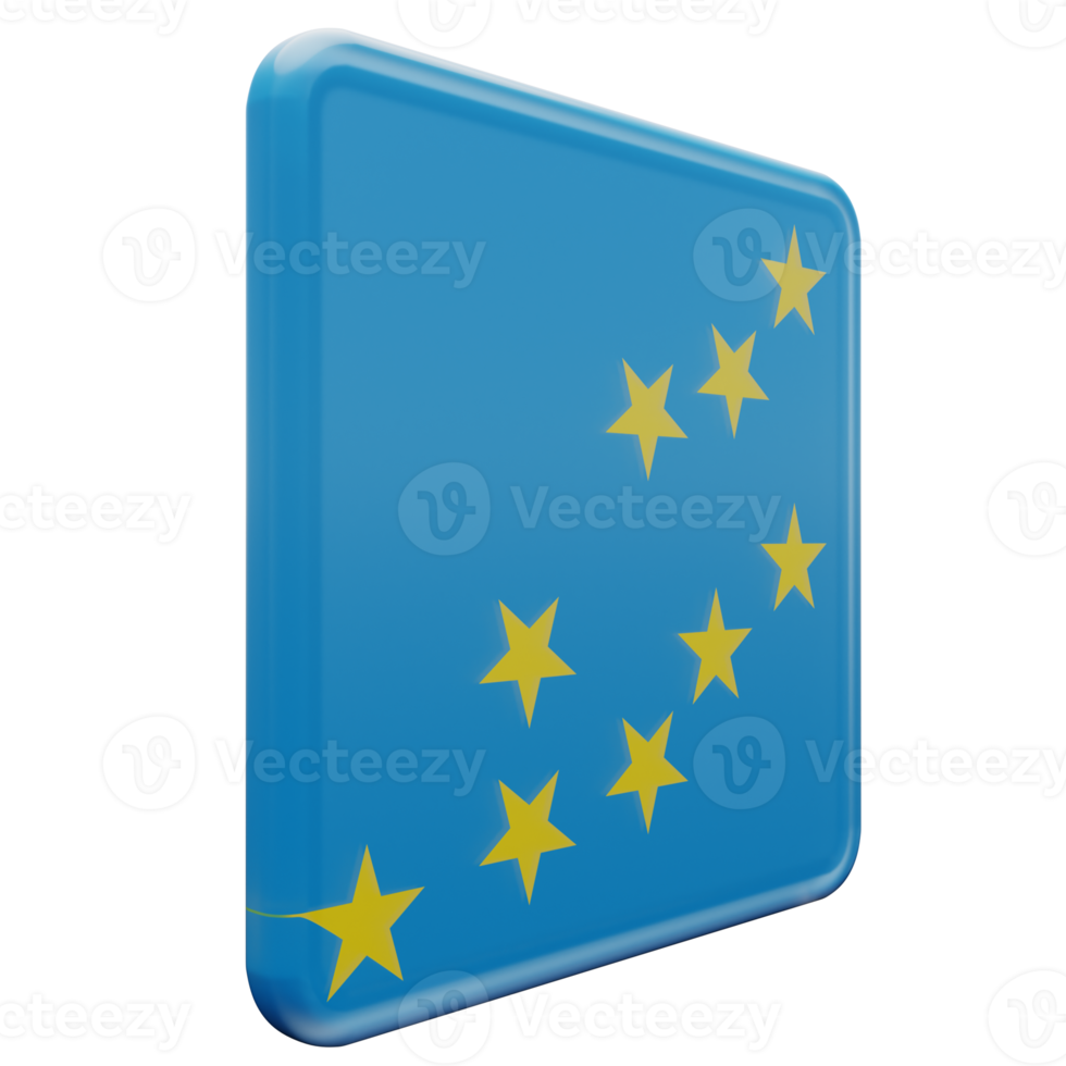 Tuvalu Left View 3d textured glossy square flag png