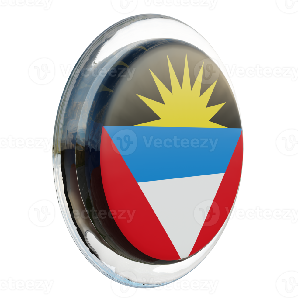 Antigua and Barbuda Left View 3d textured glossy circle flag png