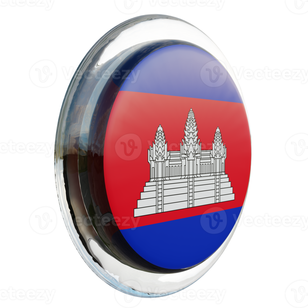 Cambodia Left View 3d textured glossy circle flag png