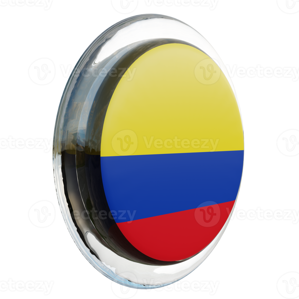 Colombia Left View 3d textured glossy circle flag png