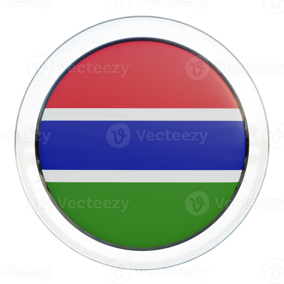 Gambia 3d textured glossy circle flag png