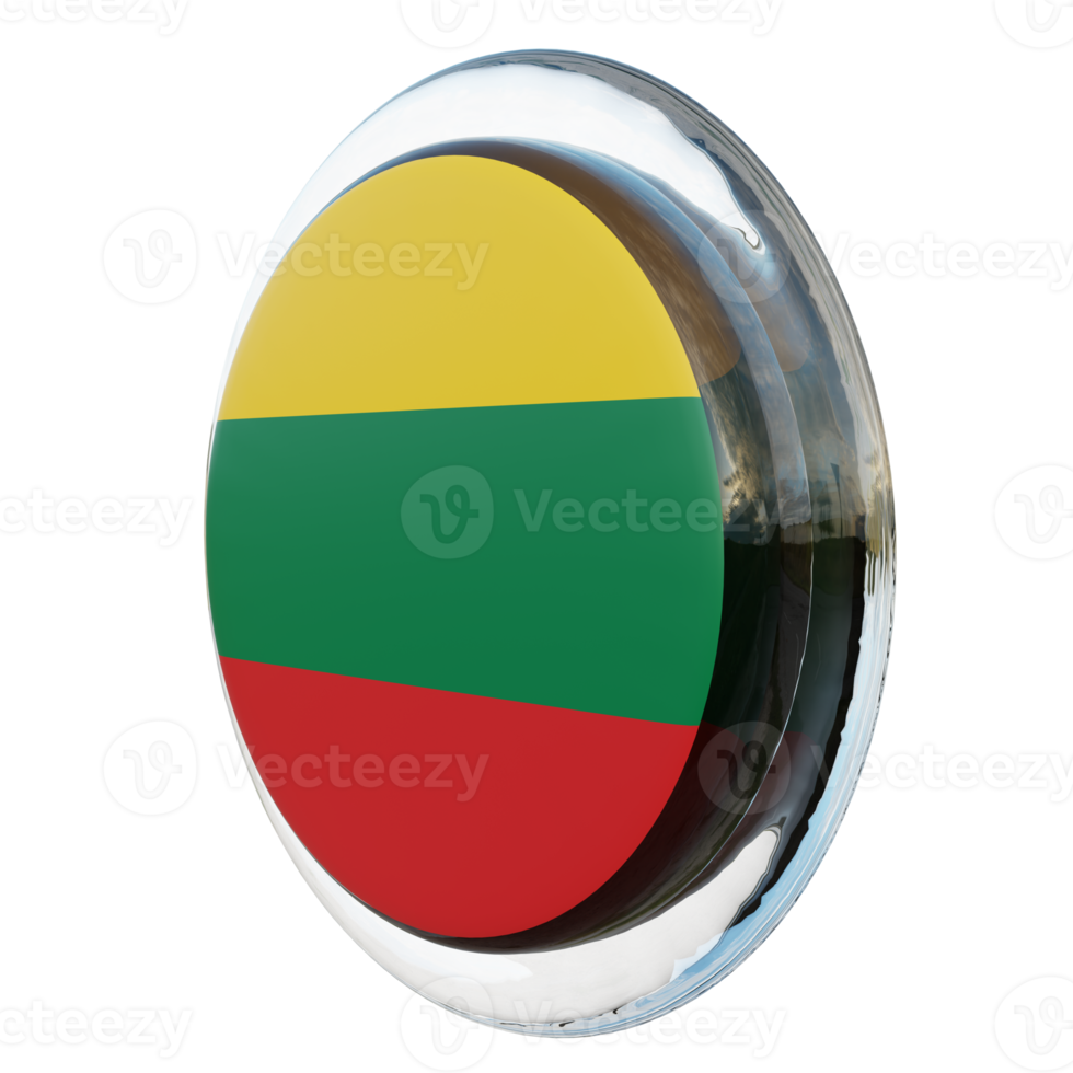 Lithuania Right View 3d textured glossy circle flag png