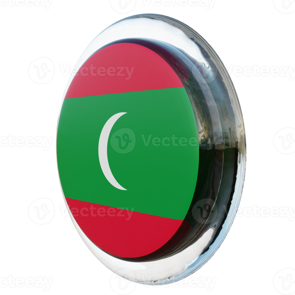 Maldives Right View 3d textured glossy circle flag png