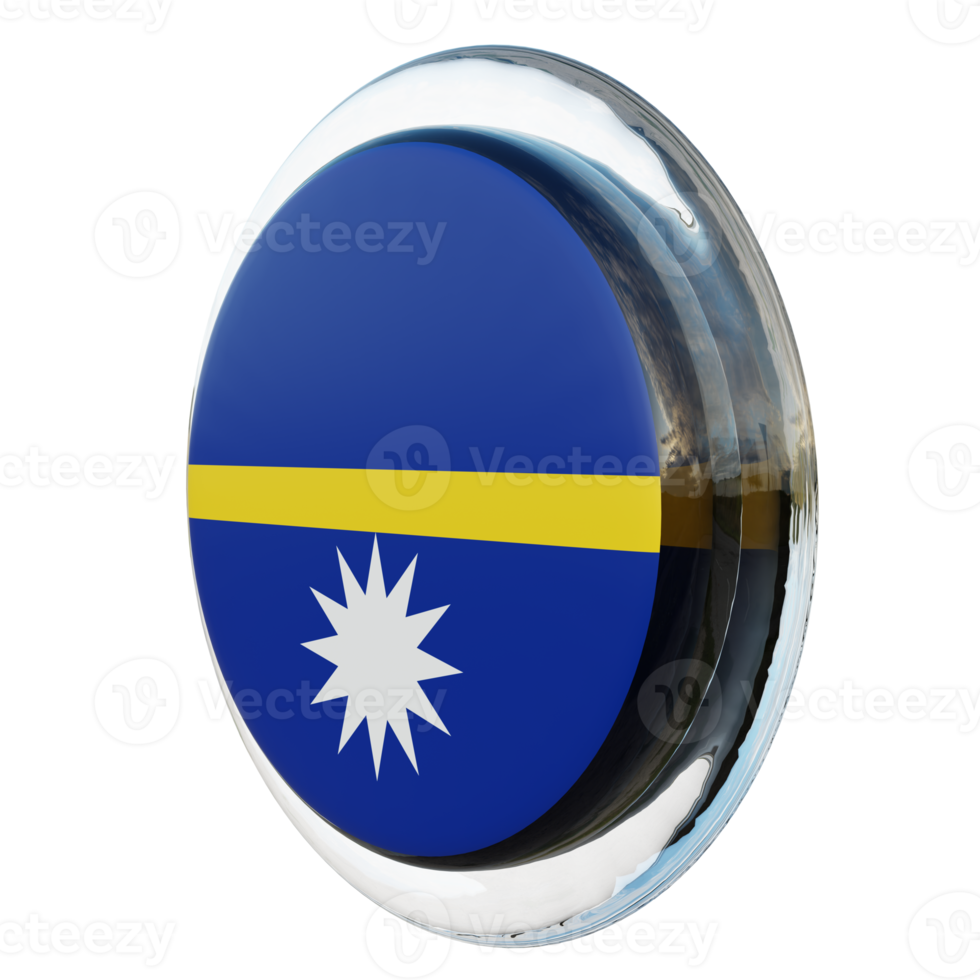 Nauru Right View 3d textured glossy circle flag png