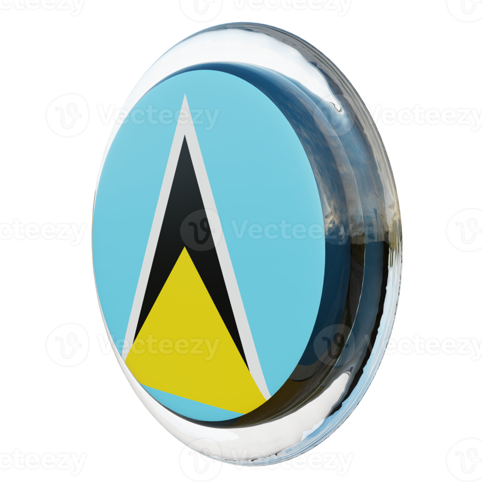 Saint Lucia Right View 3d textured glossy circle flag png