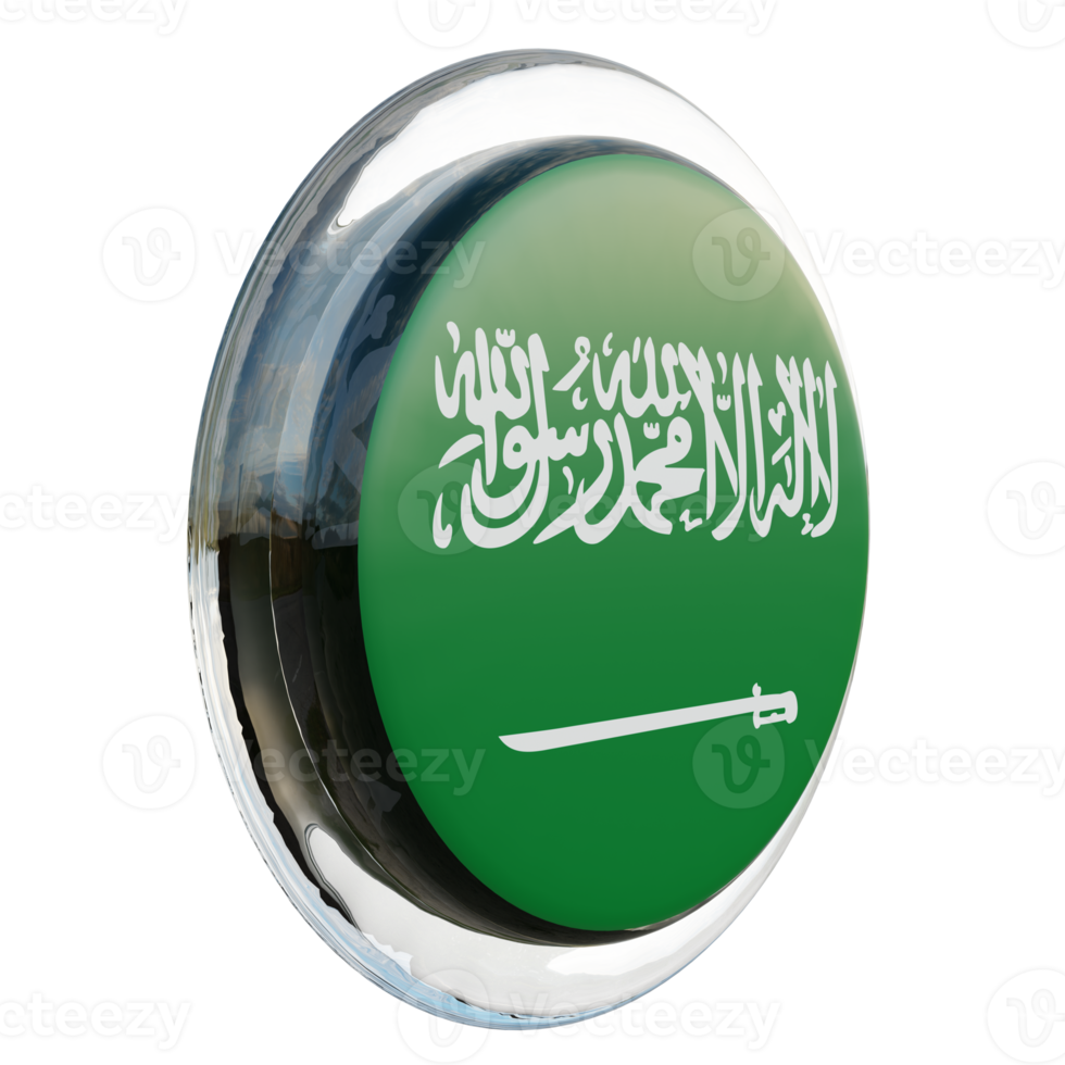 Saudi Arabia Left View 3d textured glossy circle flag png