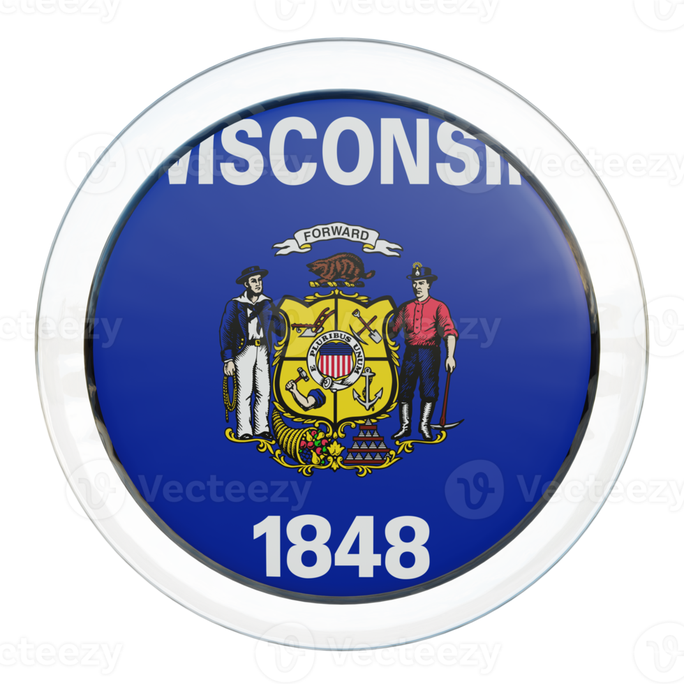 Wisconsin 3d textured glossy circle flag png